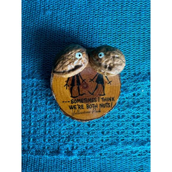 Walnut head Sometimes I think we’re both nuts! Plaque Yellowstone park folk art - Picture 1 of 7